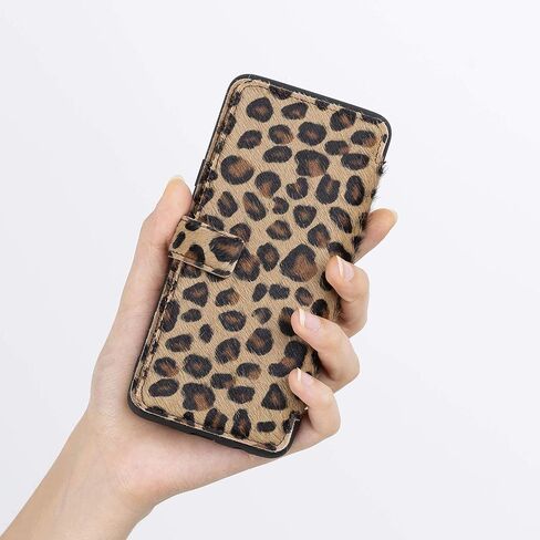 Venito Verona Leather Phone Case Compatible with Samsung Galaxy S9 Plus (6.2 inch) - RFID Blocking Snap-On Flip Back Cover Slim Phone Wallet Case (Furry Leopard) in Saudi Arabia