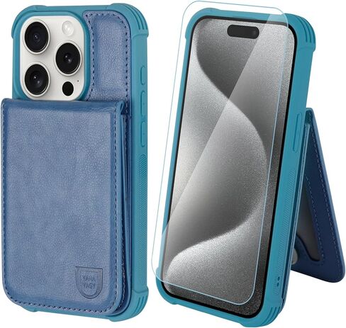 Fanavagy متوافق مع iPhone 15 Plus/14 Plus Wallet مع حامل بطاقة حظر RFID ، وغطاء هاتف Clasp Clasp Magnetic Pu لتركيب السيارة مع واقي كاميرا الشاشة ، Press in Kuwait