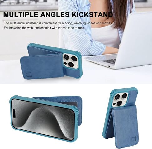 Fanavagy متوافق مع iPhone 15 Plus/14 Plus Wallet مع حامل بطاقة حظر RFID ، وغطاء هاتف Clasp Clasp Magnetic Pu لتركيب السيارة مع واقي كاميرا الشاشة ، Press in Kuwait