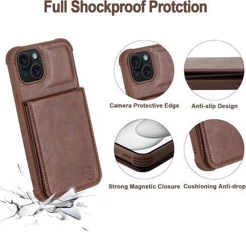 Fanavagy متوافق مع iPhone 15 Plus/14 Plus Wallet مع حامل بطاقة حظر RFID ، وغطاء هاتف Clasp Clasp Magnetic Pu لتركيب السيارة مع واقي كاميرا الشاشة ، Press in Kuwait
