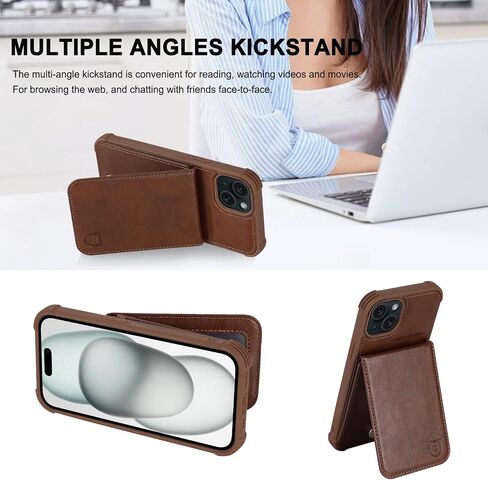 Fanavagy متوافق مع iPhone 15 Plus/14 Plus Wallet مع حامل بطاقة حظر RFID ، وغطاء هاتف Clasp Clasp Magnetic Pu لتركيب السيارة مع واقي كاميرا الشاشة ، Press in Kuwait
