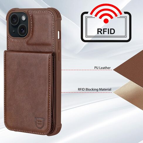 Fanavagy متوافق مع iPhone 15 Plus/14 Plus Wallet مع حامل بطاقة حظر RFID ، وغطاء هاتف Clasp Clasp Magnetic Pu لتركيب السيارة مع واقي كاميرا الشاشة ، Press in Kuwait
