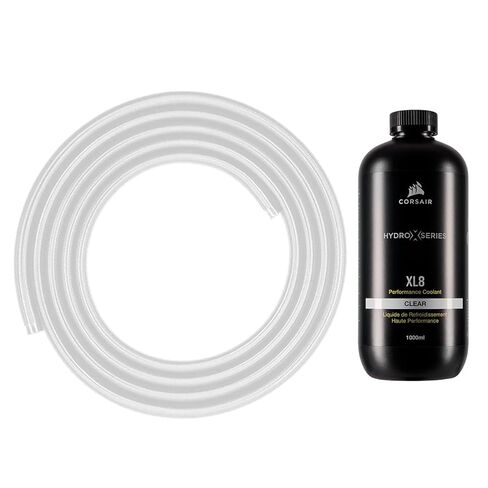 Corsair Hydro X Series XT 3/8 "ID ، 1/2" OD White Softline Mesh Tubing (3 Meter) و Clear XL8 Performance PC Backant (1000ml) in Kuwait