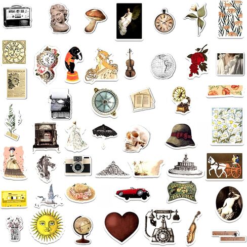 100 Pcs Aesthetic Vintage Vinyl Stickers - Scrapbook Journaling Laptop Water Bottles Waterproof Retro Stickers Skins & Decals, Adults DIY Craft Decor Nostalgic Theme Party Favor & Supplies in Saudi Arabia