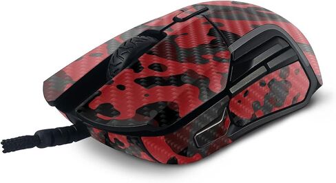 Mayyskins Carbon Carbon Confiber متوافق مع منافسة الفولاذ 5 ألعاب الماوس - Red Modern Camo | واقي ، دائم من ألياف الكربون المحكم | من السهل تطبيق وتغيير الأنماط | صنع في الولايات المتحدة in Saudi Arabia