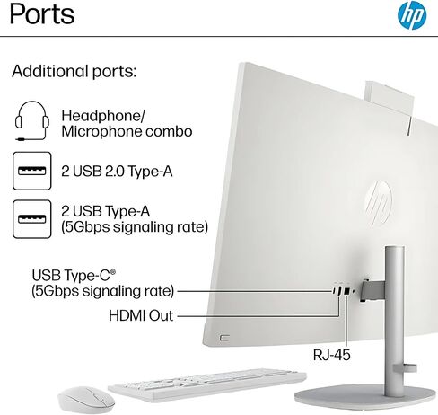 HP 27 "FHD Touchscreen All-in-One Computer-Intel Core Ultra 7 155U حتى 4.8 جيجا هرتز ، وذاكرة وصول عشوائية مساحتها 128 جيجا بايت ، و 2 تيرابايت NVME SSD ، و Intel Iris XE Graphics ، و 1080 بكسل على شبكة الإنترنت ، ووحة المفاتيح اللاسلكية والماوز ، Windows in Saudi Arabia