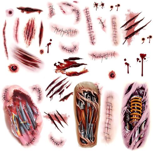 ROARHOWL Very cool machine 3D realistic fake tattoos，wound robot makeup Temporary Tattoos for men women (Design 5) in Saudi Arabia