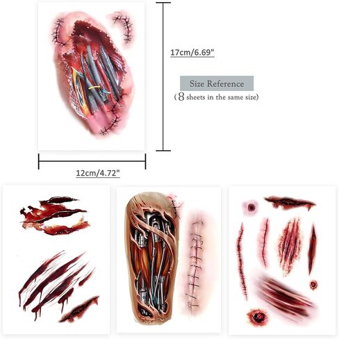 ROARHOWL Very cool machine 3D realistic fake tattoos，wound robot makeup Temporary Tattoos for men women (Design 5) in Saudi Arabia