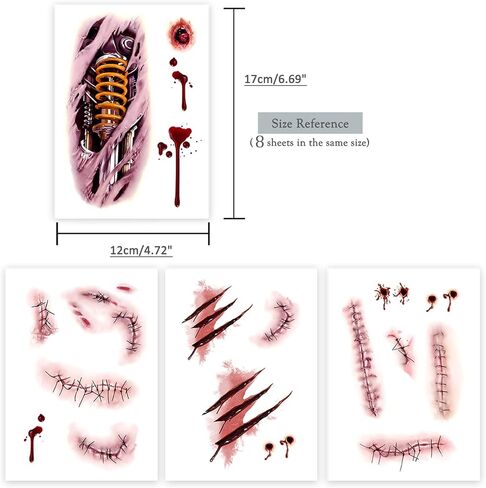 ROARHOWL Very cool machine 3D realistic fake tattoos，wound robot makeup Temporary Tattoos for men women (Design 5) in Saudi Arabia