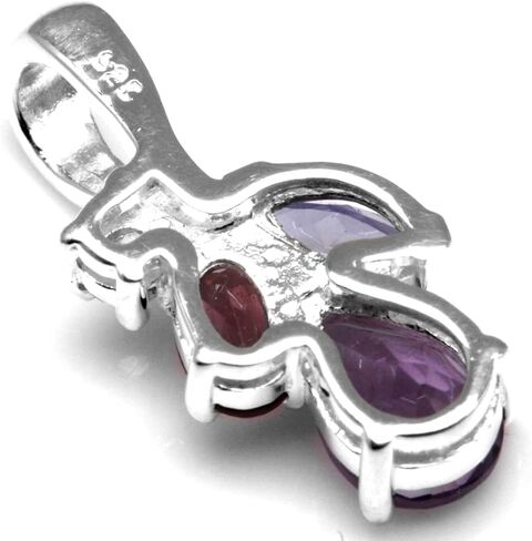 Silvershake Natural Amethyst Iolite Rhodolite Garnet and Tanzanite 925 Sterling Silver Pendant with 18 Inch Necklace in Kuwait