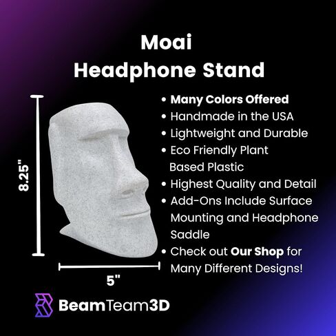 Moai Headphone Stand - Universal Headset Holder - Desk Accessory - Stands and Mounts for Desktop - Gaming Setup - Gamer Accessories (Galaxy Black) in Saudi Arabia