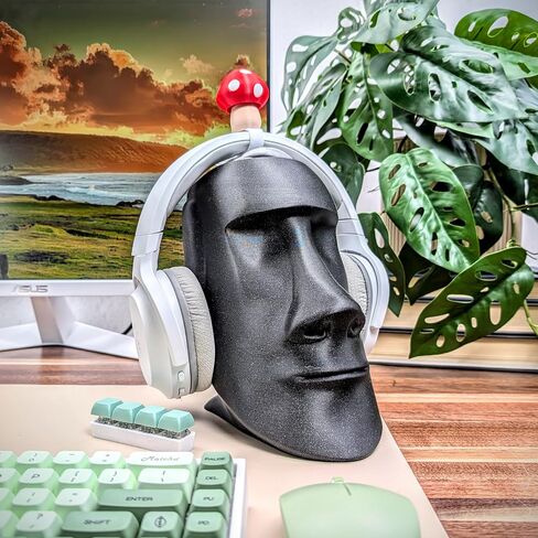 Moai Headphone Stand - Universal Headset Holder - Desk Accessory - Stands and Mounts for Desktop - Gaming Setup - Gamer Accessories (Galaxy Black) in Saudi Arabia