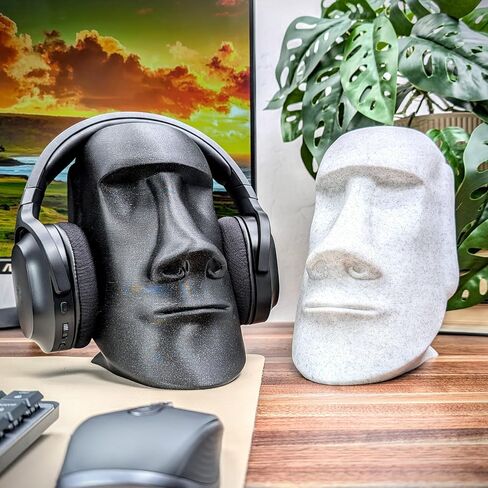 Moai Headphone Stand - Universal Headset Holder - Desk Accessory - Stands and Mounts for Desktop - Gaming Setup - Gamer Accessories (Galaxy Black) in Saudi Arabia