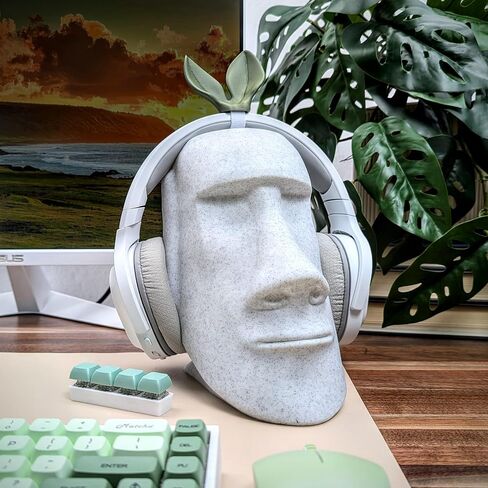 Moai Headphone Stand - Universal Headset Holder - Desk Accessory - Stands and Mounts for Desktop - Gaming Setup - Gamer Accessories (Galaxy Black) in Saudi Arabia