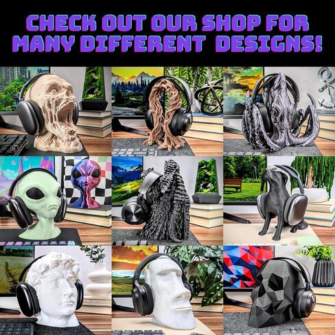 Moai Headphone Stand - Universal Headset Holder - Desk Accessory - Stands and Mounts for Desktop - Gaming Setup - Gamer Accessories (Galaxy Black) in Saudi Arabia