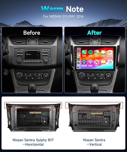 Hi-Fi Android Car Stero مع Carplay اللاسلكي Android Auto لنيسان Sentra Sylphy B17 2013 2014 2015 2015 2017 ، Podofo 10.1inch الشاشة اللمسة الشاشة اللمس مع GPS WiFi FM/RDS كاميرا احتياطية in Kuwait