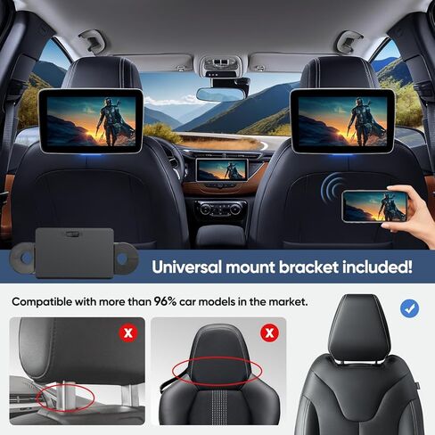 10.1inch Android Headrest Monitor Screen,Rear Seat Portable Car TV Supports WiFi Phone Mirroring Link HDMI Bluetooth USB SD Video Player in Saudi Arabia