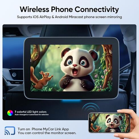 10.1inch Android Headrest Monitor Screen,Rear Seat Portable Car TV Supports WiFi Phone Mirroring Link HDMI Bluetooth USB SD Video Player in Saudi Arabia