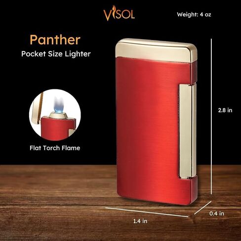 Personalized Visol Panther Single Flat Flame Cigar Lighter (Shipped Without Butane) in Kuwait