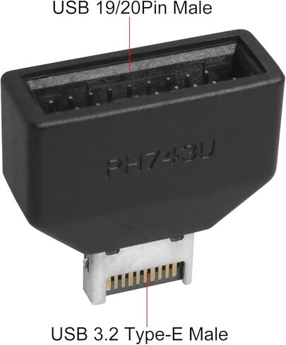 اللوحة الأم USB3.2 النوع E إلى 19pin 20pin من النوع E إلى بطاقة توسيع أمامية للوحة الأمامية للوحة الأمامية مع Case Black in Kuwait