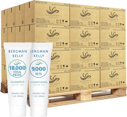 BERGMAN KELLY Travel Shampoo and Conditioner Set (1 fl oz, 100 Pieces, White Tea), Delight Your Guests with a Revitalizing and Refreshing Hotel Toiletries and Guest Hospitality in Bulk in Kuwait