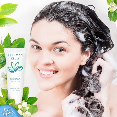BERGMAN KELLY Travel Shampoo and Conditioner Set (1 fl oz, 100 Pieces, White Tea), Delight Your Guests with a Revitalizing and Refreshing Hotel Toiletries and Guest Hospitality in Bulk in Kuwait