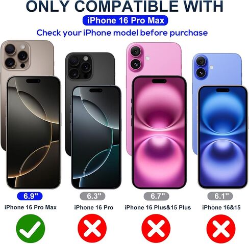 حامي الشاشة لـ iPhone 16 Pro Max Blue Light Block ، الزجاج المقاوم للعقار العسكري مع صينية تثبيت سهلة ، حساسة للمس ، صلابة 9H ، مضاد للقرعة ، 2 حزمة in Kuwait