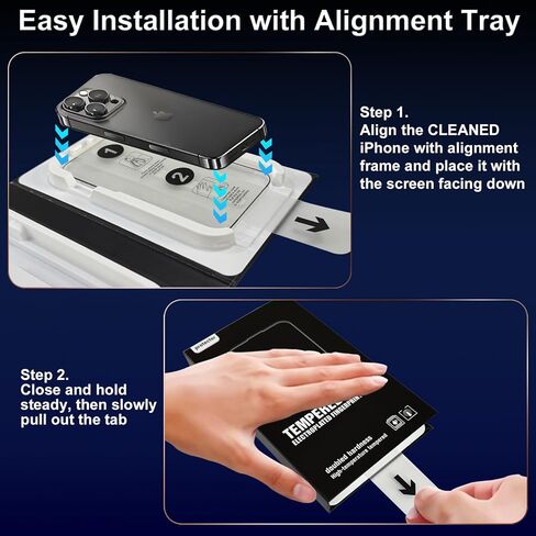 حامي الشاشة لـ iPhone 16 Pro Max Blue Light Block ، الزجاج المقاوم للعقار العسكري مع صينية تثبيت سهلة ، حساسة للمس ، صلابة 9H ، مضاد للقرعة ، 2 حزمة in Kuwait