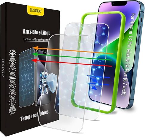 حامي الشاشة لـ iPhone 16 Pro Max Blue Light Block ، الزجاج المقاوم للعقار العسكري مع صينية تثبيت سهلة ، حساسة للمس ، صلابة 9H ، مضاد للقرعة ، 2 حزمة in Kuwait