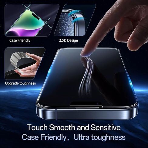 حامي الشاشة لـ iPhone 16 Pro Max Blue Light Block ، الزجاج المقاوم للعقار العسكري مع صينية تثبيت سهلة ، حساسة للمس ، صلابة 9H ، مضاد للقرعة ، 2 حزمة in Kuwait