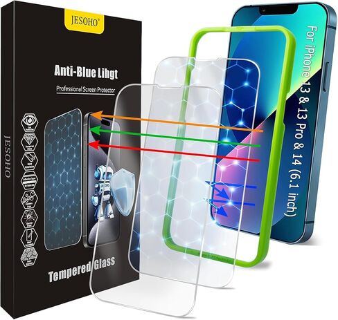 حامي الشاشة لـ iPhone 16 Pro Max Blue Light Block ، الزجاج المقاوم للعقار العسكري مع صينية تثبيت سهلة ، حساسة للمس ، صلابة 9H ، مضاد للقرعة ، 2 حزمة in Kuwait