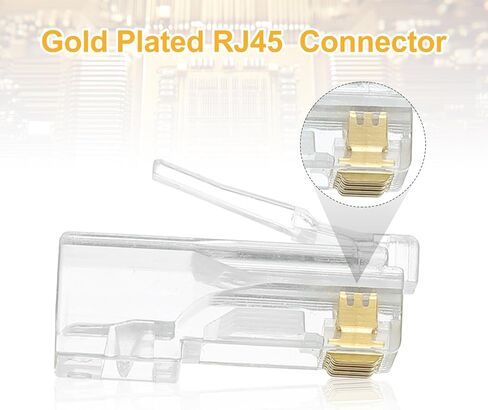 Meccanixity 30pcs Cat6 RJ45 تمر عبر الموصلات ، موصل RJ45 8P8C المقابس المطلية بالذهب مع أحذية تخفيف سلالة سوداء 30 بكسل لكابل Ethernet الصلب أو المتساقط ، 1.1 ملم in Kuwait