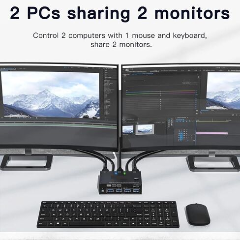 USB3.0 KVM Switch HDMI Dual Monitor ، USB HDMI Switcher Display Switcher لشاشات 2 كمبيوتر 2 و 4 منافذ USB 3.0 in Saudi Arabia