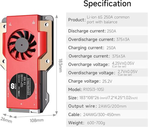 Daly Smart 6S BMS 24V 250A مع وحدة WiFi ويمكن 485 لوحة حماية الاتصالات لحزمة Li-ion Lithium Battery (Li-Ion 6S 24V ， 250a) in Saudi Arabia