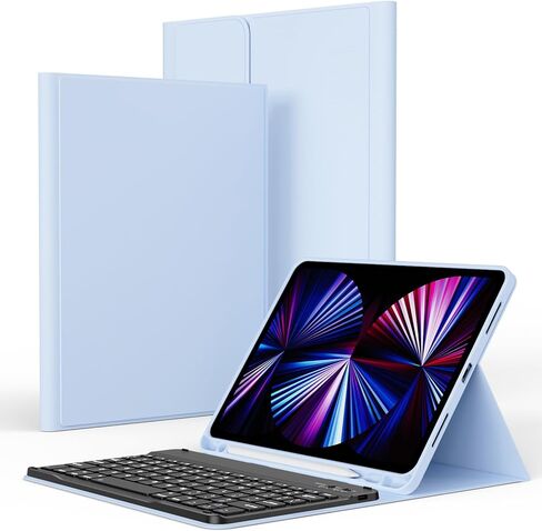 لصالح IPAD Pro 11 بوصة 4th/3rd/2nd مع لوحة المفاتيح ، غطاء مفاتيح Bluetooth اللاسلكي القابل للفصل Folio مع حامل قلم رصاص ، وقف ، ومتعدد الزوايا لـ iPad Pro 11 "، أسود in Kuwait