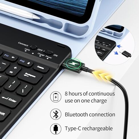 لصالح IPAD Pro 11 بوصة 4th/3rd/2nd مع لوحة المفاتيح ، غطاء مفاتيح Bluetooth اللاسلكي القابل للفصل Folio مع حامل قلم رصاص ، وقف ، ومتعدد الزوايا لـ iPad Pro 11 "، أسود in Kuwait
