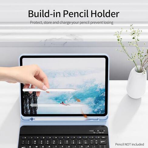 لصالح IPAD Pro 11 بوصة 4th/3rd/2nd مع لوحة المفاتيح ، غطاء مفاتيح Bluetooth اللاسلكي القابل للفصل Folio مع حامل قلم رصاص ، وقف ، ومتعدد الزوايا لـ iPad Pro 11 "، أسود in Kuwait
