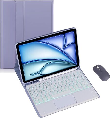 Keyboard Case for Samsung Galaxy Tab S8 Ultra(14.6inch) SM-X900/X906 Tablet Multi Angle Bracket Keyboard Protective Cover with Pen Holder,PU Soft Silicon Border (Purple,Backlight Touch Pad) in Saudi Arabia