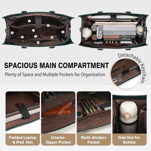 RAINSMORE Laptop Bag for Women 15.6 Inch Work Tote Bag with Detachable Strap & Bow Professional Laptop Tote with Cup Holder in Saudi Arabia