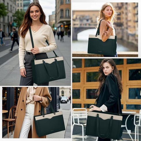 RAINSMORE Laptop Bag for Women 15.6 Inch Work Tote Bag with Detachable Strap & Bow Professional Laptop Tote with Cup Holder in Saudi Arabia