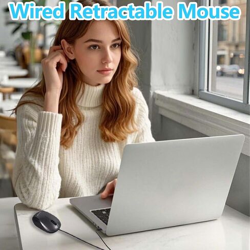 Wired Mouse Type-C Retractable Travel Portable Silent Mini Wired Optical Mouse Plug and Play with 3 Buttons for Laptop MacBook Tablet Smartphone Boy Girl Woman Teacher Gift（Grey） in Kuwait