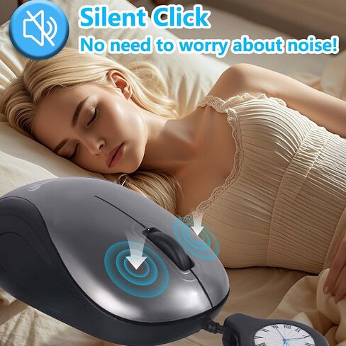 Wired Mouse Type-C Retractable Travel Portable Silent Mini Wired Optical Mouse Plug and Play with 3 Buttons for Laptop MacBook Tablet Smartphone Boy Girl Woman Teacher Gift（Grey） in Kuwait