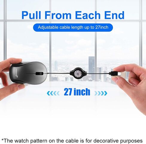 Wired Mouse Type-C Retractable Travel Portable Silent Mini Wired Optical Mouse Plug and Play with 3 Buttons for Laptop MacBook Tablet Smartphone Boy Girl Woman Teacher Gift（Grey） in Kuwait