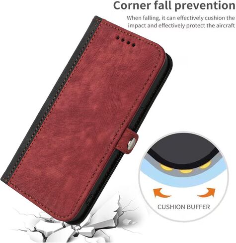 6.1 بوصة متوافقة مع علبة محفظة Case Iphone مع حامل البطاقة والقلم الأحمر ، وحالة الهاتف المقاومة للصدمات مع كيكستاند ، وحالات الهاتف الجانبية الثنائية في الجانبية لأجهزة iPhone 14 Red [9000] in Saudi Arabia