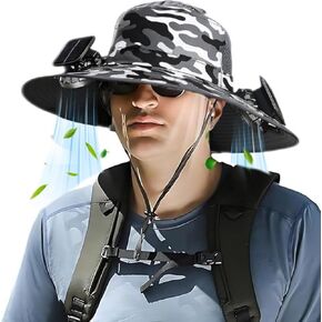 hat with Fans Solar Power，Solar Fan Hats for Men，Wide Brim Solar Fan Hat，Removable & USB Charging Fan, Sun Hats for Men Women Outdoor Fishing Camouflage in Saudi Arabia