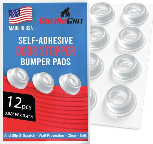 Small Clear Door Knob Bumpers (Set of 12) - Self Adhesive Door Stoppers Wall Protectors Rubber Feet for Speakers, Electronics, Furniture in Kuwait