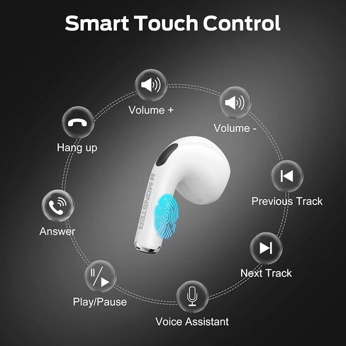 Monster N-Lite 208 سماعات الأذن اللاسلكية ، سماعات الأذن من Bluetooth ، تحكم اللمس ، سماعات الرأس Bluetooth Wireless مع وقت اللعب 30 ساعة ، شحن سريع ، مكالمة واضحة ، ملاءمة مريحة للتشغيل ، أبيض in Kuwait