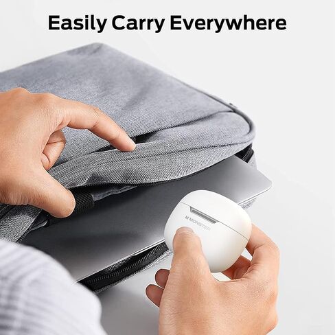 Monster N-Lite 208 سماعات الأذن اللاسلكية ، سماعات الأذن من Bluetooth ، تحكم اللمس ، سماعات الرأس Bluetooth Wireless مع وقت اللعب 30 ساعة ، شحن سريع ، مكالمة واضحة ، ملاءمة مريحة للتشغيل ، أبيض in Kuwait