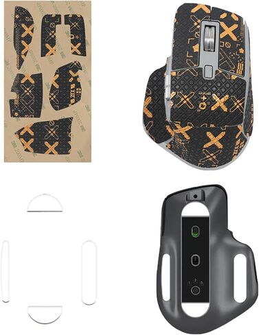 Mouse Grip Tape for Logitech MX Master 3S, Rounded Curved Edges Mouse Feet Skates,Self-Adhesive PreCut Sweat-Resistant Professional Mice Upgrade Kit(Foot pad + Black-Gold Mouse Tape) in Saudi Arabia