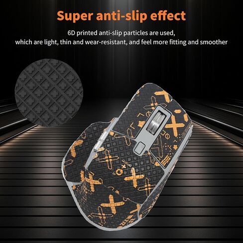 Mouse Grip Tape for Logitech MX Master 3S, Rounded Curved Edges Mouse Feet Skates,Self-Adhesive PreCut Sweat-Resistant Professional Mice Upgrade Kit(Foot pad + Black-Gold Mouse Tape) in Saudi Arabia